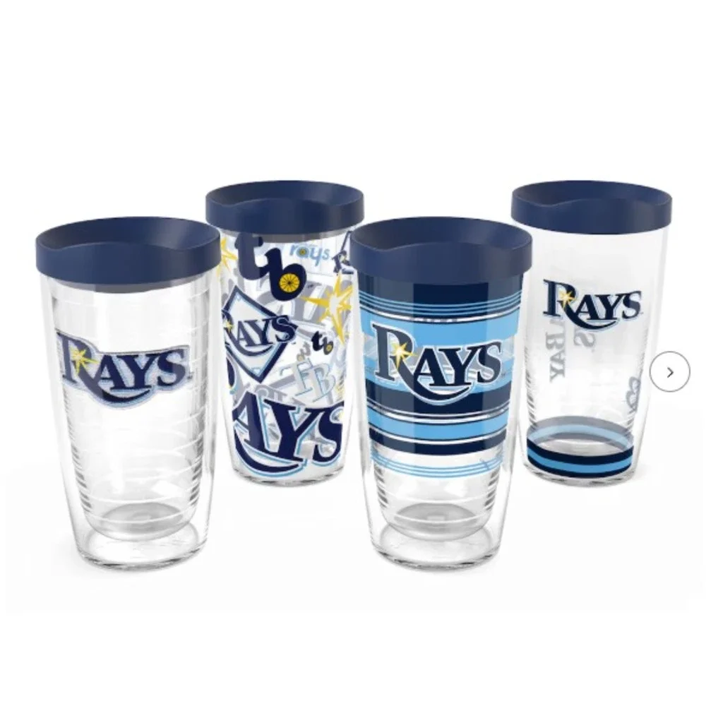 Tervis Tumbler set of four  (4) 16oz Tampa Bay Rays MLB NEW with lids